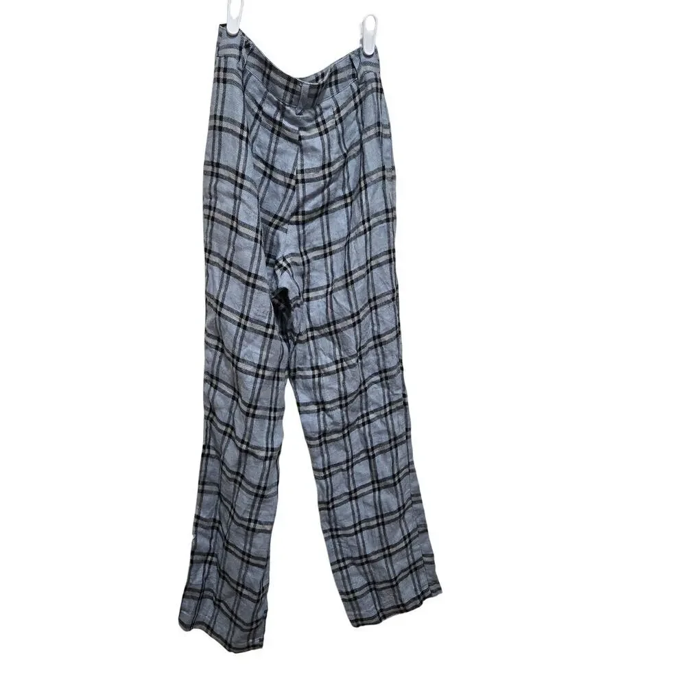 Reformation Linen Plaid Pants Size 0 Cropped Straight Leg